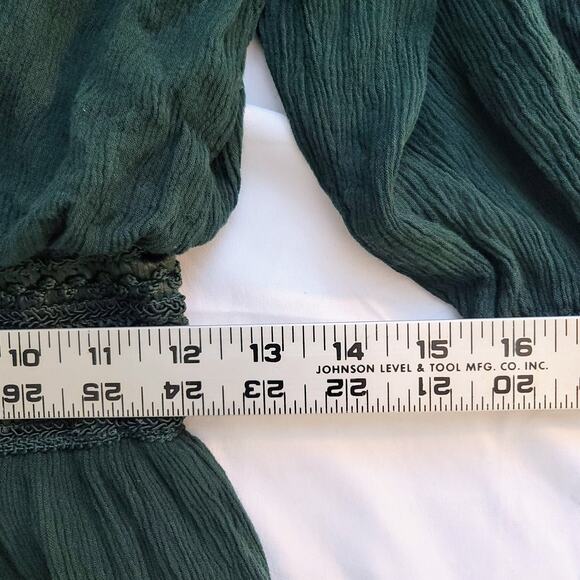 Purple Snow Romper Dark Green Textured and Lace Accents Off-Shoulder Medium - Picture 4 of 7